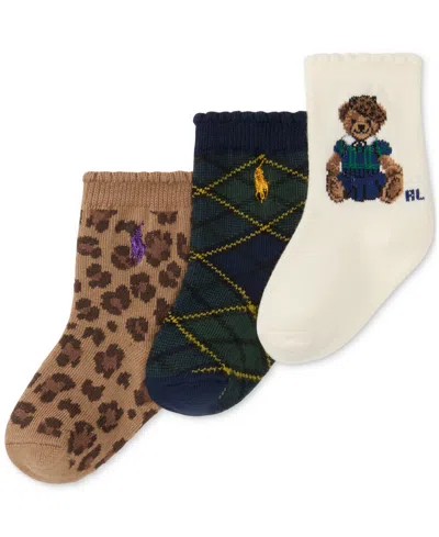 Polo Ralph Lauren Baby Girls 3-pk. Fall Bear Socks In Multi