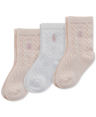 Polo Ralph Lauren Baby Girls 3-pk. Cable-knit Socks In Pink
