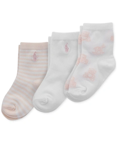 Polo Ralph Lauren Baby Girls 3-pk. Tossed Bear Socks In Pink