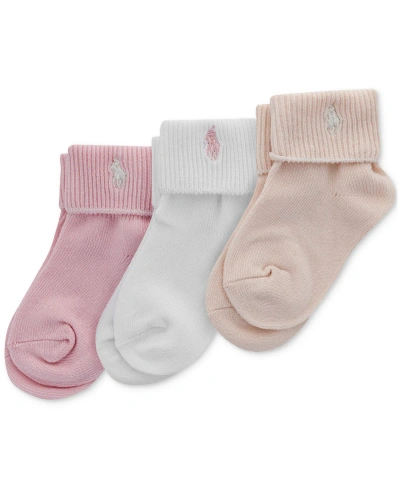 Polo Ralph Lauren Baby Girls 3-pk. Turn-cuff Socks In Pink