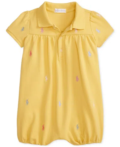 Polo Ralph Lauren Baby Girls Bubble Shortalls In Yellow