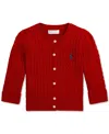 Polo Ralph Lauren Baby Girls Cable-knit Cotton Cardigan In Red