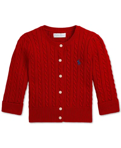 POLO RALPH LAUREN BABY GIRLS CABLE-KNIT COTTON CARDIGAN
