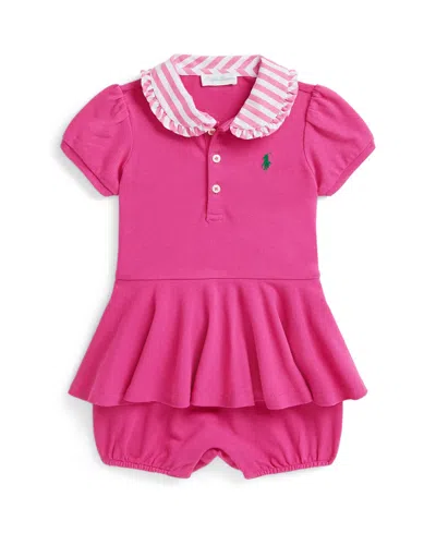 Polo Ralph Lauren Baby Girls Contrast-collar Bubble Shortall In Pink