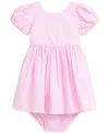Polo Ralph Lauren Baby Girls Cotton Striped Seersucker Dress In Pink