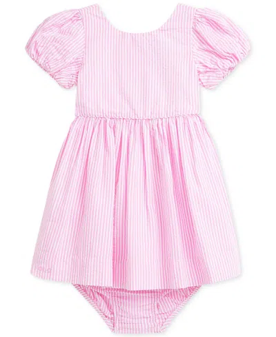 POLO RALPH LAUREN BABY GIRLS COTTON STRIPED SEERSUCKER DRESS