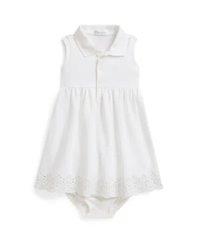 Polo Ralph Lauren Baby Girls' Eyelet Stretch Polo Collar Dress & Bloomers, 2-piece Set In White