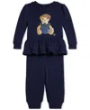 Polo Ralph Lauren Baby Girls Fleece Sweatshirt & Pant Set In Blue