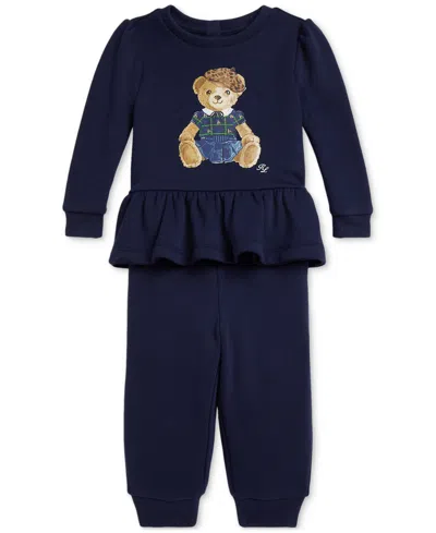 POLO RALPH LAUREN BABY GIRLS FLEECE SWEATSHIRT & PANT SET