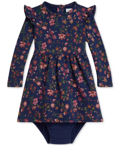 Polo Ralph Lauren Baby Girls Floral Fleece Dress In Blue