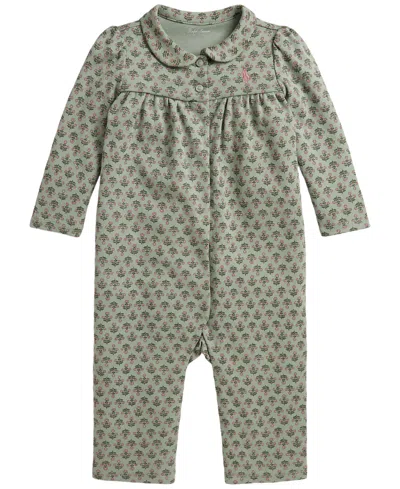 Polo Ralph Lauren Baby Girls' Floral Interlock Coverall In Green