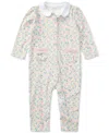 Polo Ralph Lauren Baby Girls Floral Print Cotton Coverall In White Multi