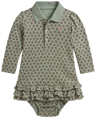Polo Ralph Lauren Baby Girls' Floral Soft Polo Dress And Bloomer, 2-piece Set In Green