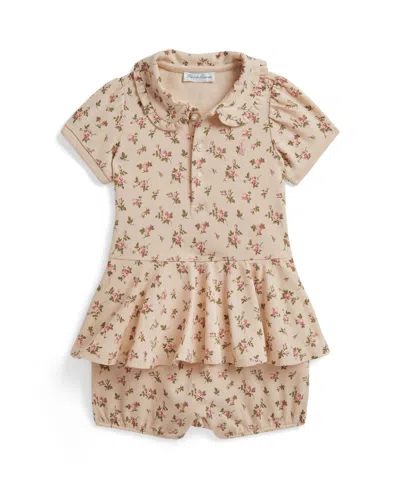 Polo Ralph Lauren Baby Girl's Floral Print Peplum Shortalls In Brown