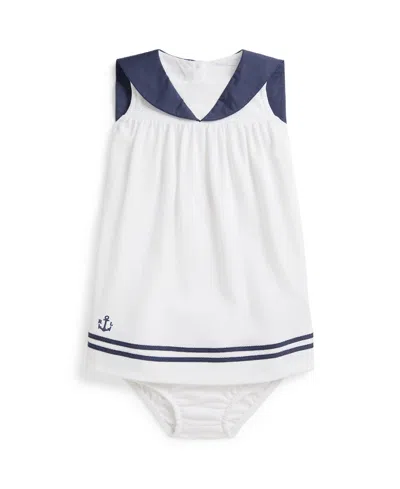 Polo Ralph Lauren Baby Girls' Interlock Sailor Dress And Bloomers In White