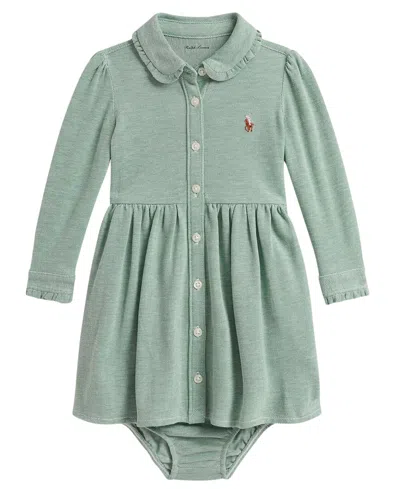 Polo Ralph Lauren Baby Girls' Long-sleeve Oxford Dress And Bloomer, 2-piece Set In Green