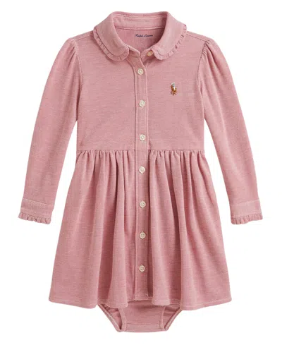Polo Ralph Lauren Baby Girls' Long-sleeve Oxford Dress And Bloomer, 2-piece Set In Pink