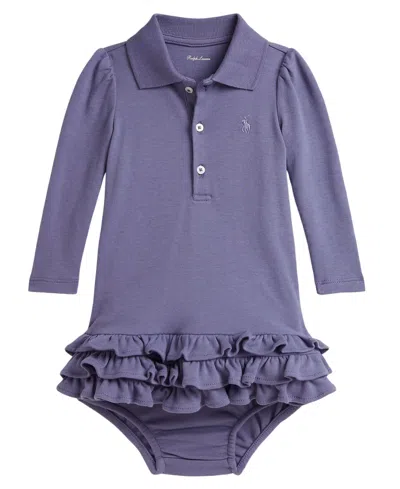 Polo Ralph Lauren Baby Girls' Long-sleeve Polo Dress And Bloomer, 2-piece Set In Purple