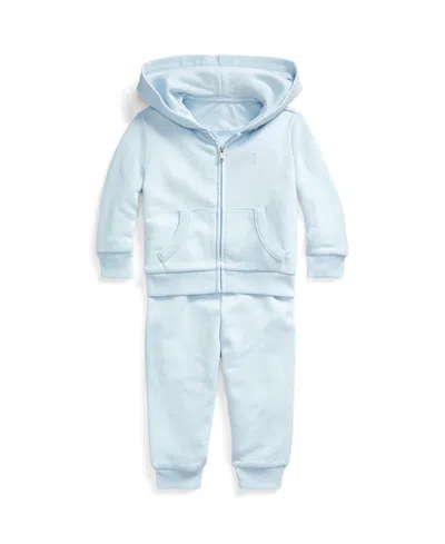 Polo Ralph Lauren Baby Girls Or Boys French Terry Hoodie And Pants Set In Blue