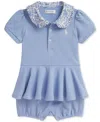 Polo Ralph Lauren Baby Girls Peplum Romper In Blue