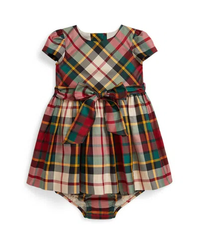 Polo Ralph Lauren Baby Girls Plaid Twill Dress And Bloomer In Multi