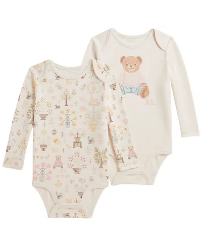 Polo Ralph Lauren Baby Girls' Polo Bear Cotton Bodysuit, 2-pack In Neutral