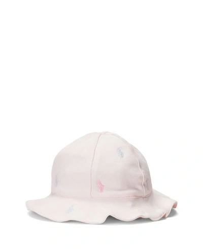 Polo Ralph Lauren Baby Girls Polo Pony Interlock Hat In Delicate Pink