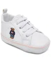 Polo Ralph Lauren Baby Girls Quilton Bear Gore Hi Crib Booties From Finish Line In White,light Pink