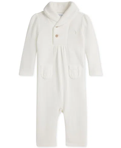 Polo Ralph Lauren Baby Girls Rib-knit Coverall In Neutral