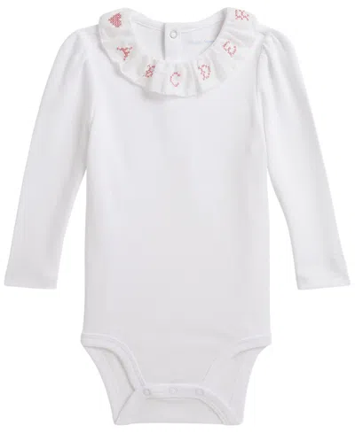 Polo Ralph Lauren Baby Girls' Ruffle-collar Cotton Interlock Bodysuit In White