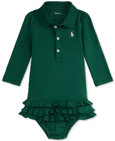 Polo Ralph Lauren Baby Girls Ruffled Polo Dress In Black