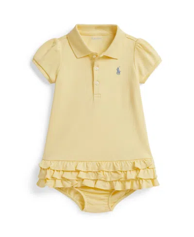 Polo Ralph Lauren Baby Girls' Ruffled Polo Dress And Bloomer, 2-piece Set In Yellow