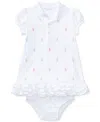 Polo Ralph Lauren Schiffli Cotton Dress And Bloomers Set 3-24 Months In White
