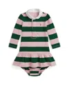 Polo Ralph Lauren Baby Girls Rugby Shirred Flounced Skirt Jersey Dress In Multi