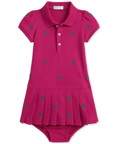 Polo Ralph Lauren Baby Girls Stretch Mesh Polo Dress In Pink