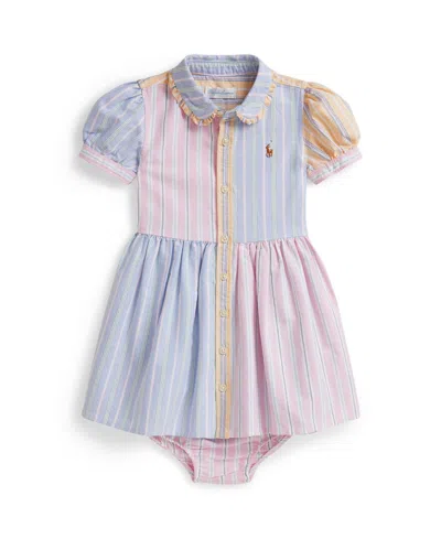 Polo Ralph Lauren Babies' Striped Ruffled Shirt Dress Set (set Of Two) In Pink