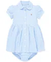 Polo Ralph Lauren Girls' Striped Oxford Dress & Bloomers Set - Baby In Blue