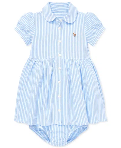 POLO RALPH LAUREN BABY GIRLS STRIPED KNIT OXFORD DRESS