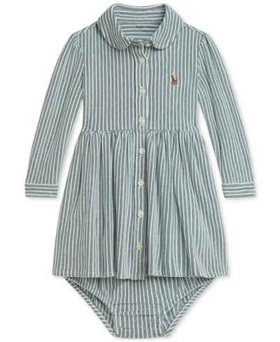 Polo Ralph Lauren Baby Girls Striped Oxford Shirtdress In Green