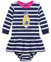 Polo Ralph Lauren Ralph Lauren Polo Bear Stripe Long Sleeve Graphic Dress & Bloomers In Navy