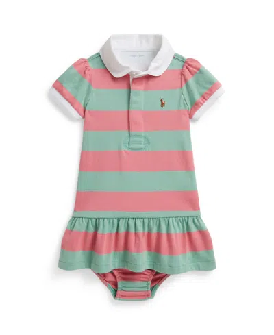 Polo Ralph Lauren Baby Girls' Striped Rugby Dress And Bloomer In Pink