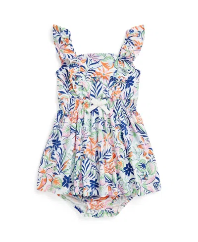 Polo Ralph Lauren Baby Girl's Tropical Print Cotton Dress In Sea Creature Tropical With Sweet Lilac