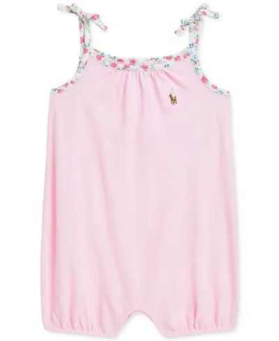 Polo Ralph Lauren Baby Knit Oxford Bubble Shortall In Pink