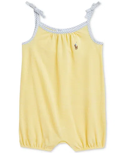 Polo Ralph Lauren Baby Knit Oxford Bubble Shortall In Yellow