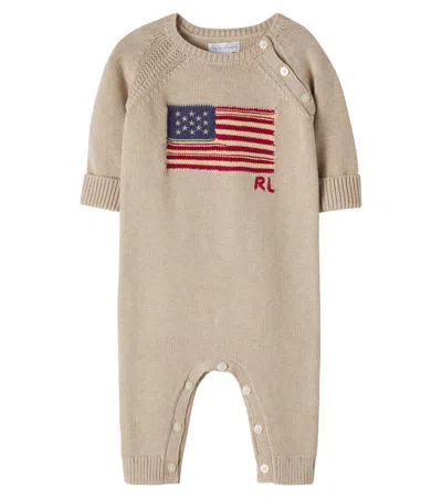 Polo Ralph Lauren Baby Knitted Intarsia Cotton Bodysuit In Sand