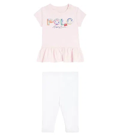 Polo Ralph Lauren Baby Logo Cotton T-shirt And Leggings Set In Pink