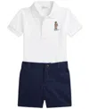 Polo Ralph Lauren Baby Boys Mesh Polo Shirt & Chino Short Set In White