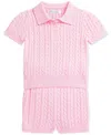 Polo Ralph Lauren Ralph Lauren Cable Cotton Polo Sweater & Shorts Set In Pink