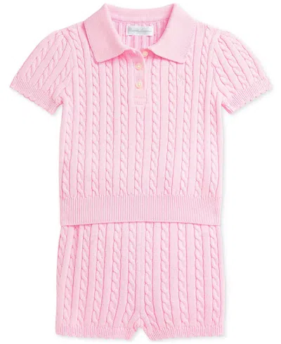 POLO RALPH LAUREN BABY GIRLS MINI-CABLE POLO SHIRT & SHORT SET