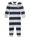 Polo Ralph Lauren Baby New York Yankees Striped Cotton Coverall In Navy Multi
